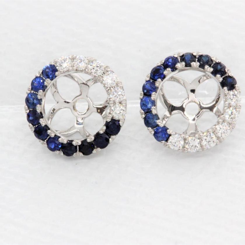 18CT WHITE GOLD SAPPHIRE & DIAMOND REMOVABLE HALO'S
