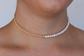 18CT YELLOW GOLD & FRESHWATER PEARL DEMI CHOKER