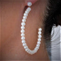 14CT YELLOW GOLD PEARL STUD WITH OPEN HOOP