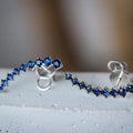18CT WHITE GOLD & SAPPHIRE CLIMBER STUD EARRINGS