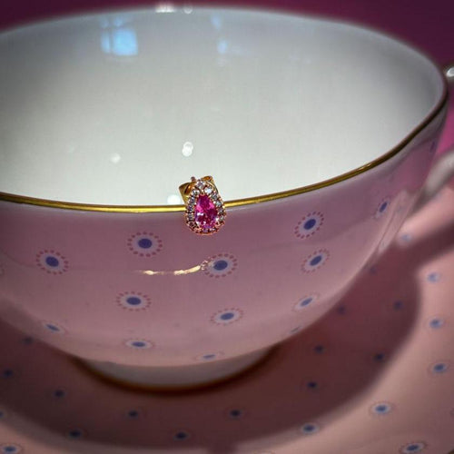 18CT ROSE GOLD PINK SAPPHIRE & DIAMOND HALO STUD EARRINGS