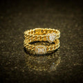 18CT YELLOW GOLD & DIAMOND CUBAN LINK STYLE RING