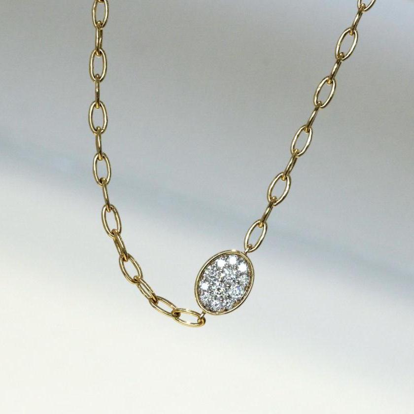 18CT YELLOW GOLD & PAVE SET DIAMOND BRACELET