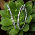 18CT WHITE GOLD DIAMOND OVAL HOOP EARRINGS