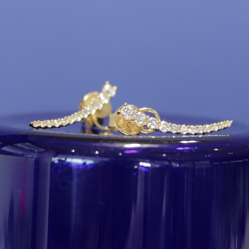 18CT YELLOW GOLD & DIAMOND EAR CLIMBERS