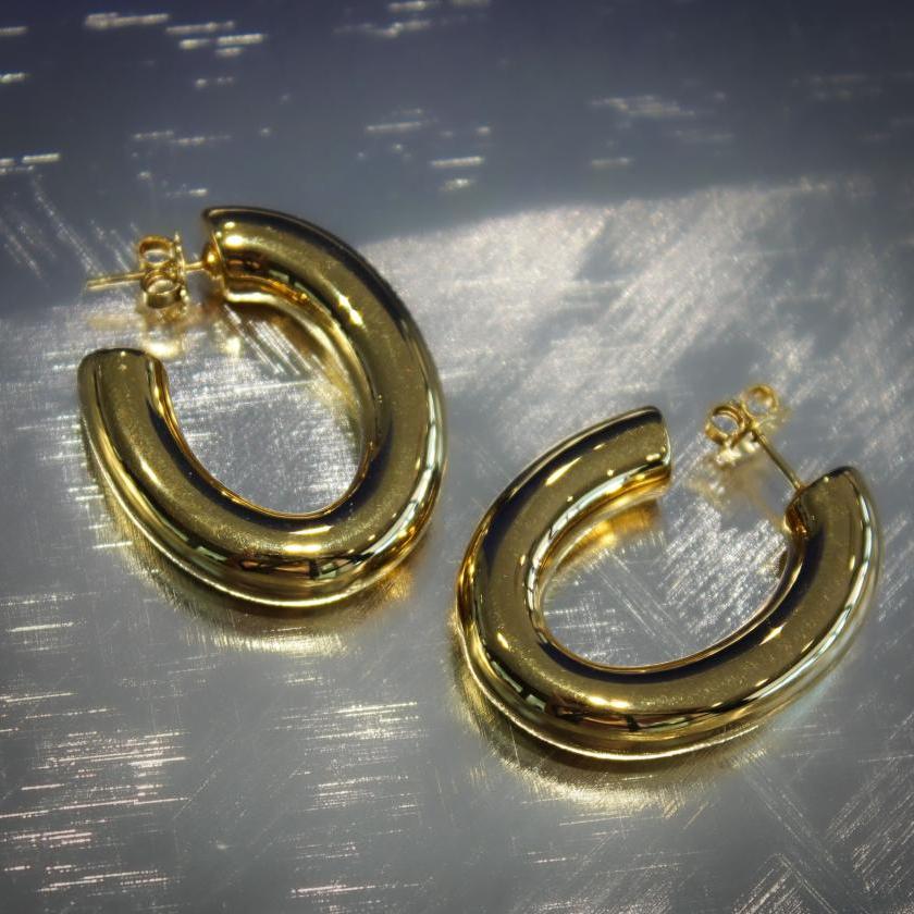 18CT YELLOW GOLD ITALIAN HOOP EARRINGS