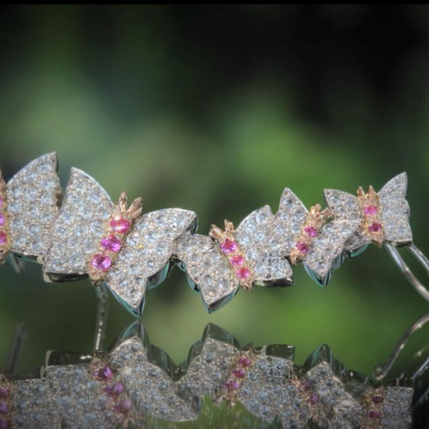 TWO TONE DIAMOND BUTTERFLY CUFF