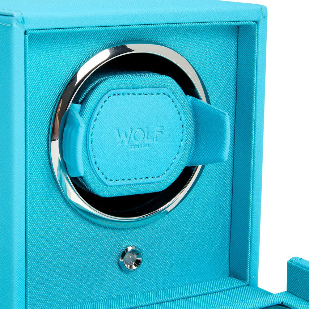 Wolf Cub Single Watch Winder with Cover Turquoise