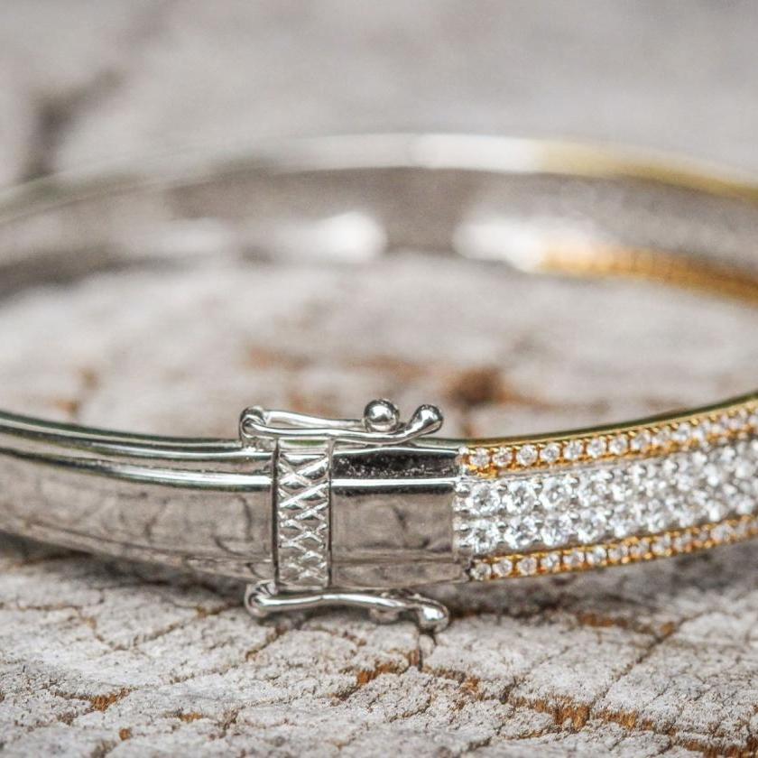 The Two Tone Diamond Bangle