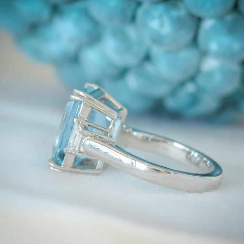 The Radiant 6.08ct Aquamarine & Diamond Ring in Platinum