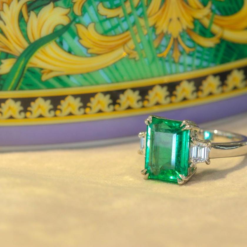 The Emerald & Diamond Three Stone Ring