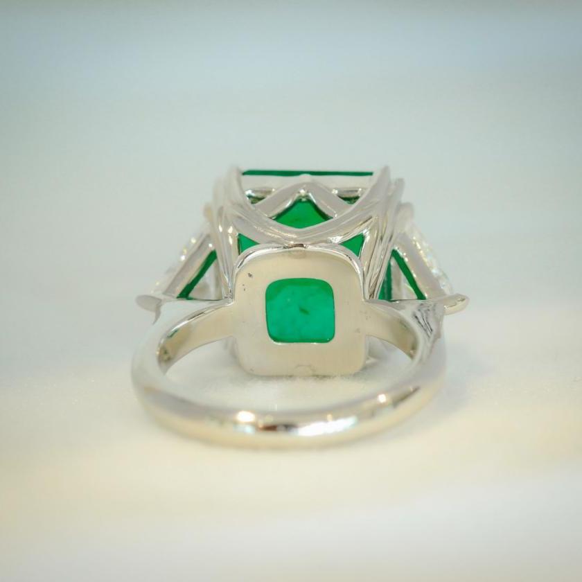 The Square Emerald & Diamond Three Stone Ring