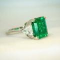 The Square Emerald & Diamond Three Stone Ring