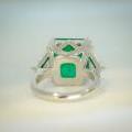 The Square Emerald & Diamond Three Stone Ring