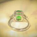 Cushion-Cut Emerald & Trilliant Diamond Platinum Ring