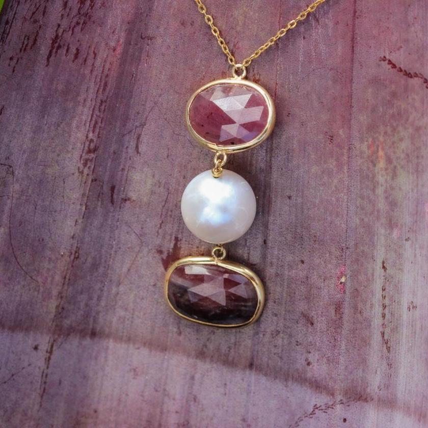 The Petal Pearl & Gem Pendant