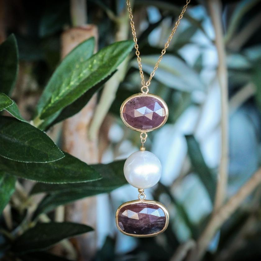 The Petal Pearl & Gem Pendant