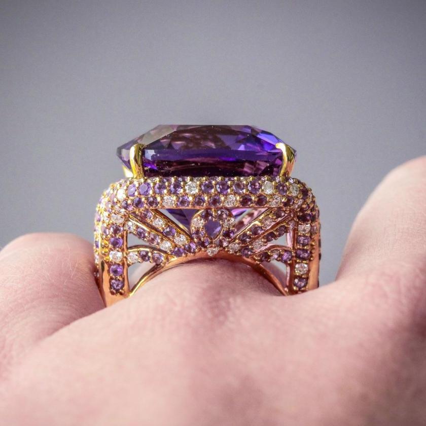 The Amethyst & Diamond Cocktail Ring