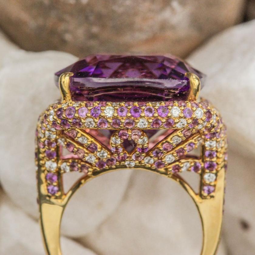 The Amethyst & Diamond Cocktail Ring