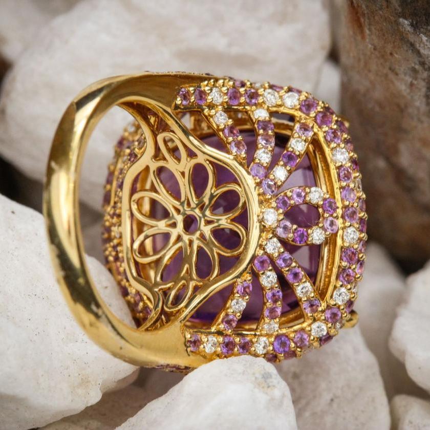 The Amethyst & Diamond Cocktail Ring