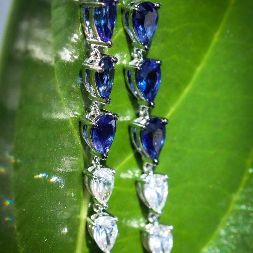 The Fancy Ceylon Sapphire & Diamond Drop Earrings