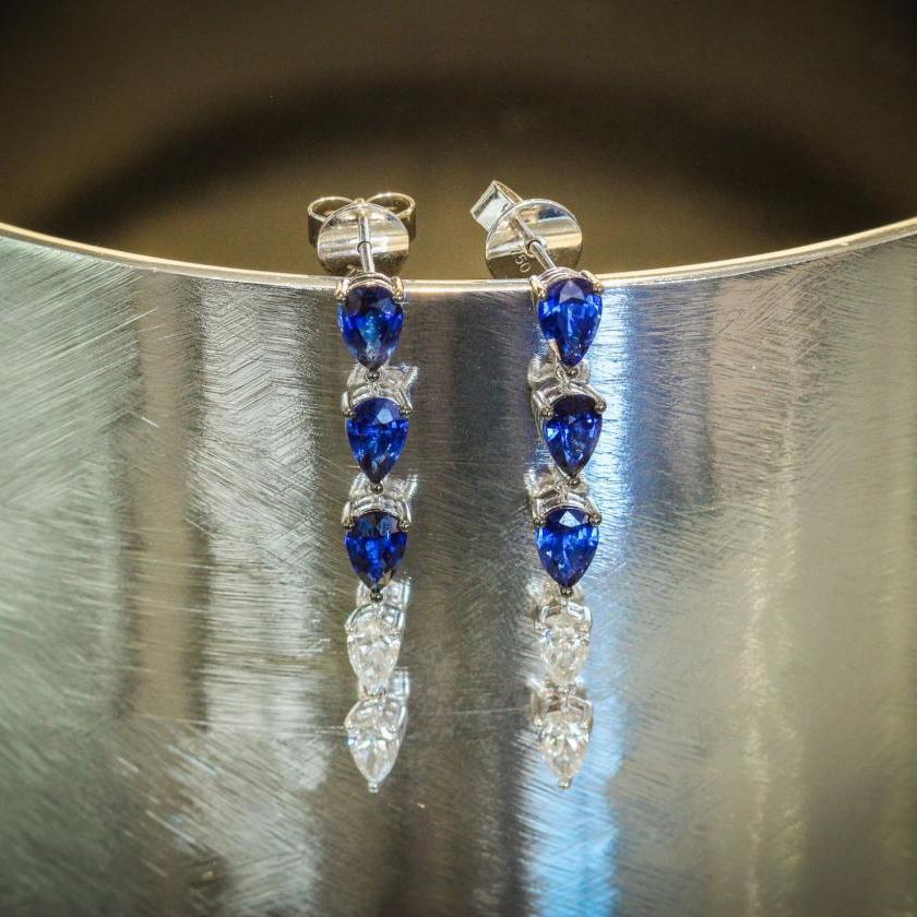 The Fancy Ceylon Sapphire & Diamond Drop Earrings