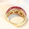 MULTI PAVE RED RUBY RHODIUM RING