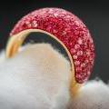 MULTI PAVE RED RUBY RHODIUM RING