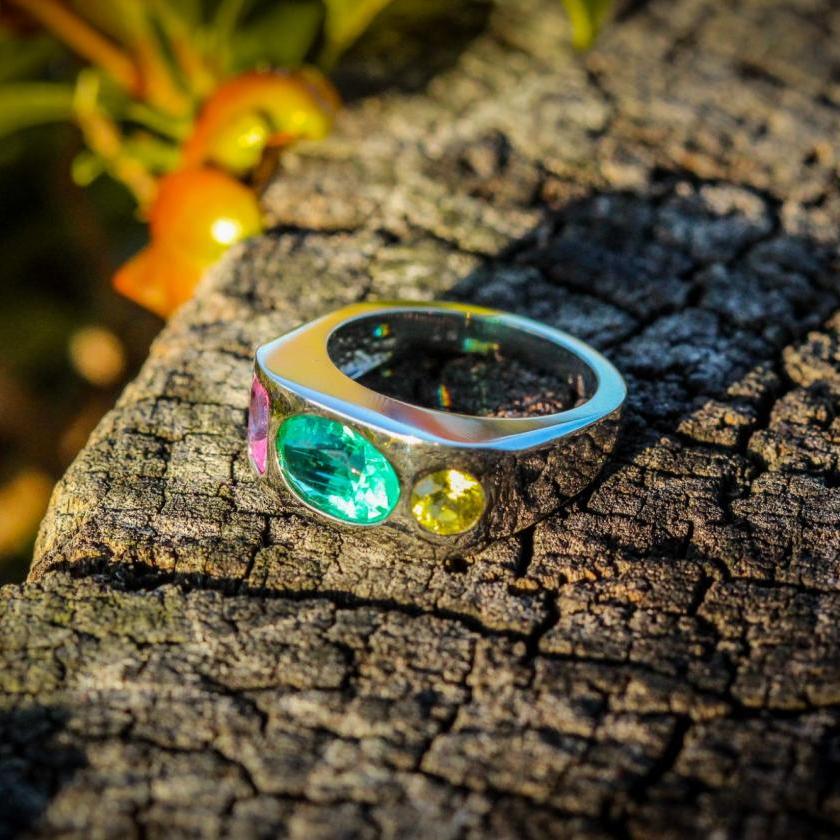 Bold Platinum Elegance: Zambian Emerald, Pink & Yellow Sapphires