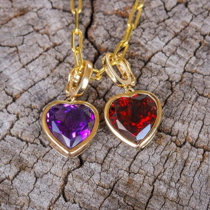 18ct Yellow Gold Heart Amethyst Enhancer - 3.16ct