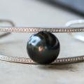 18ct White Gold Cuff with AAA South Sea Tahitian Pearl & Diamond Pave