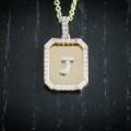 18ct Yellow Gold Diamond Initial Pendant with Baguette Accents