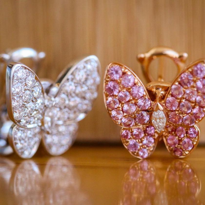 18ct White & Rose Gold Butterfly Earrings