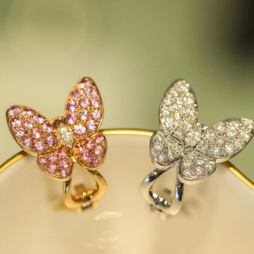 18ct White & Rose Gold Butterfly Earrings