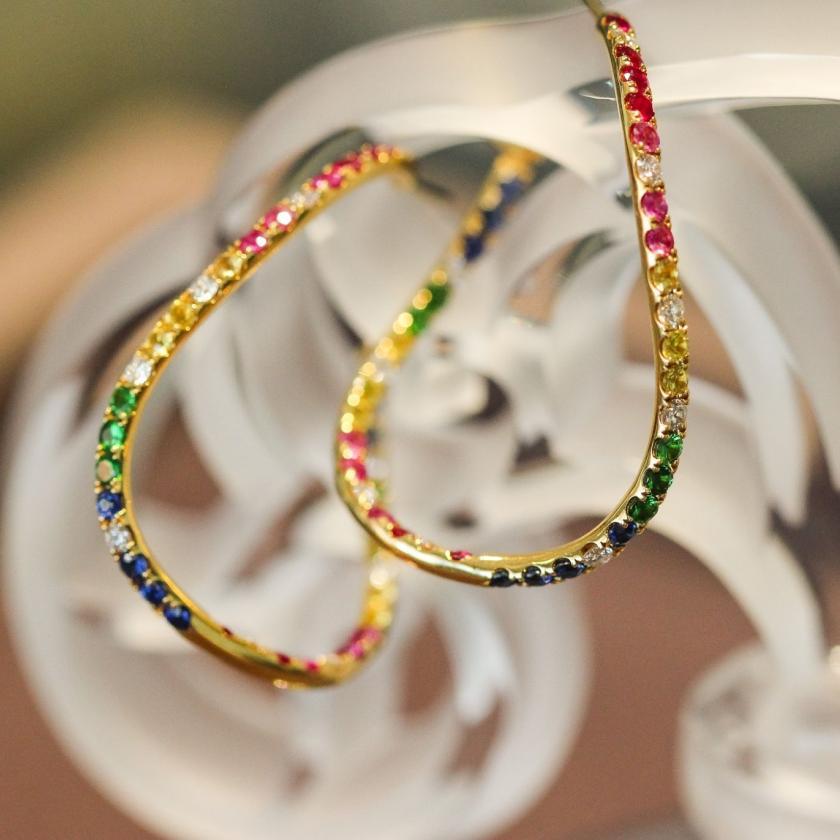 Radiant Rainbow Twist Hoops