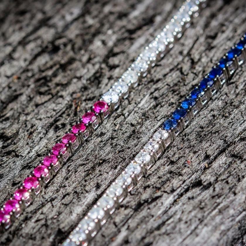 18ct White Gold Bracelet with Pink Sapphires & Diamonds