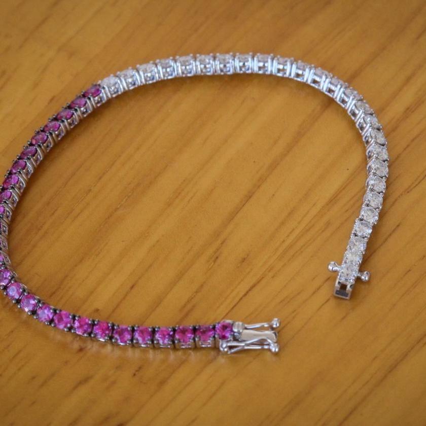 18ct White Gold Bracelet with Pink Sapphires & Diamonds