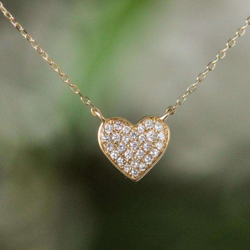 14ct Gold Pavé Heart Necklace