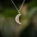 14ct Gold Diamond Crescent Moon Necklace