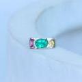 Bold Platinum Elegance: Zambian Emerald, Pink & Yellow Sapphires