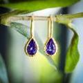 Elegant 18ct Yellow Gold Tanzanite Drop Earrings