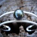 18ct White Gold Cuff with AAA South Sea Tahitian Pearl & Diamond Pave