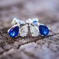 Ceylon Sapphire & Diamond Stud Earrings