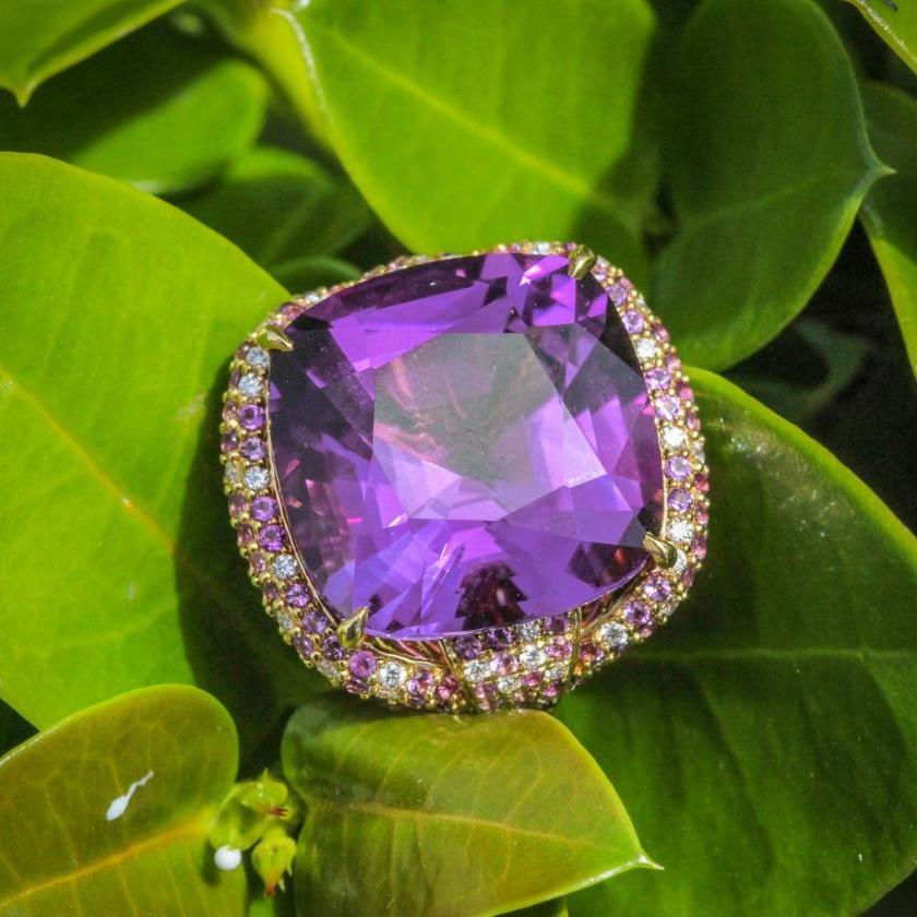 The Amethyst & Diamond Cocktail Ring