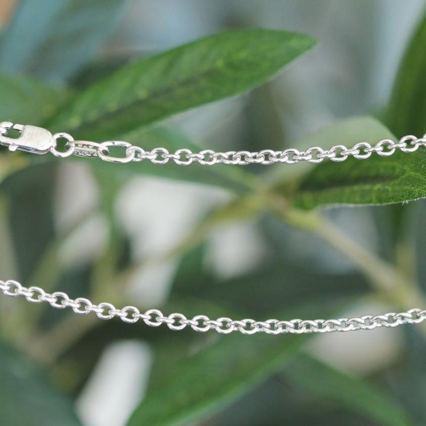 9ct White Gold Cable Link Chain - 42cm