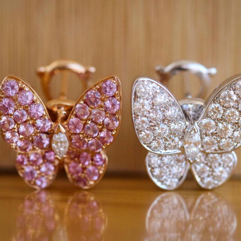 18ct White & Rose Gold Butterfly Earrings