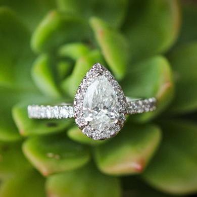 The Diamond Halo Engagement Ring - Pear