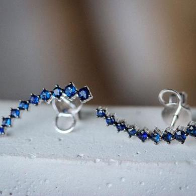 The Bow Stud Earrings - Blue Sapphire