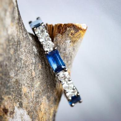 The 18ct White Gold Ceylon Sapphire and Diamond Full Eternity