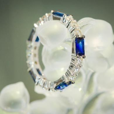 The 18ct White Gold Ceylon Sapphire and Diamond Full Eternity